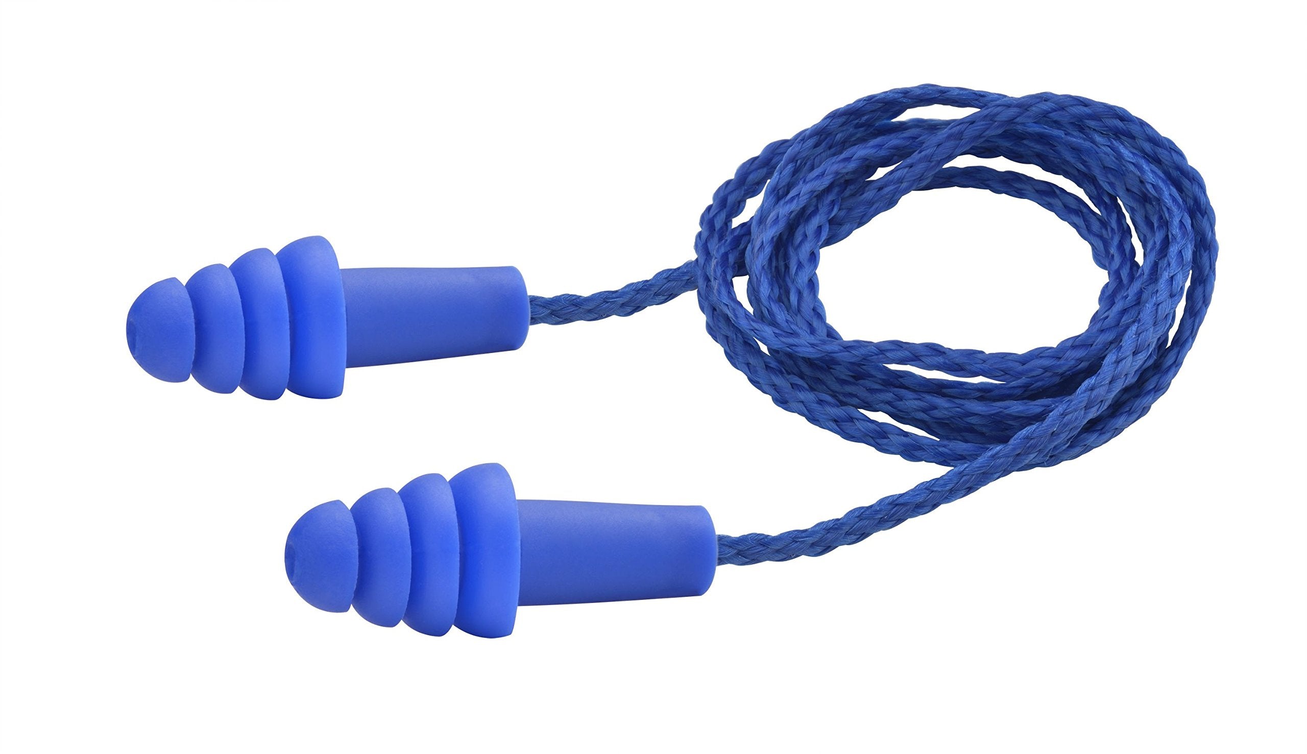 Delta Plus Elvex Quattro Corded Woven Ear Plug. Box of 100 Pair. (WELEP411), Blue