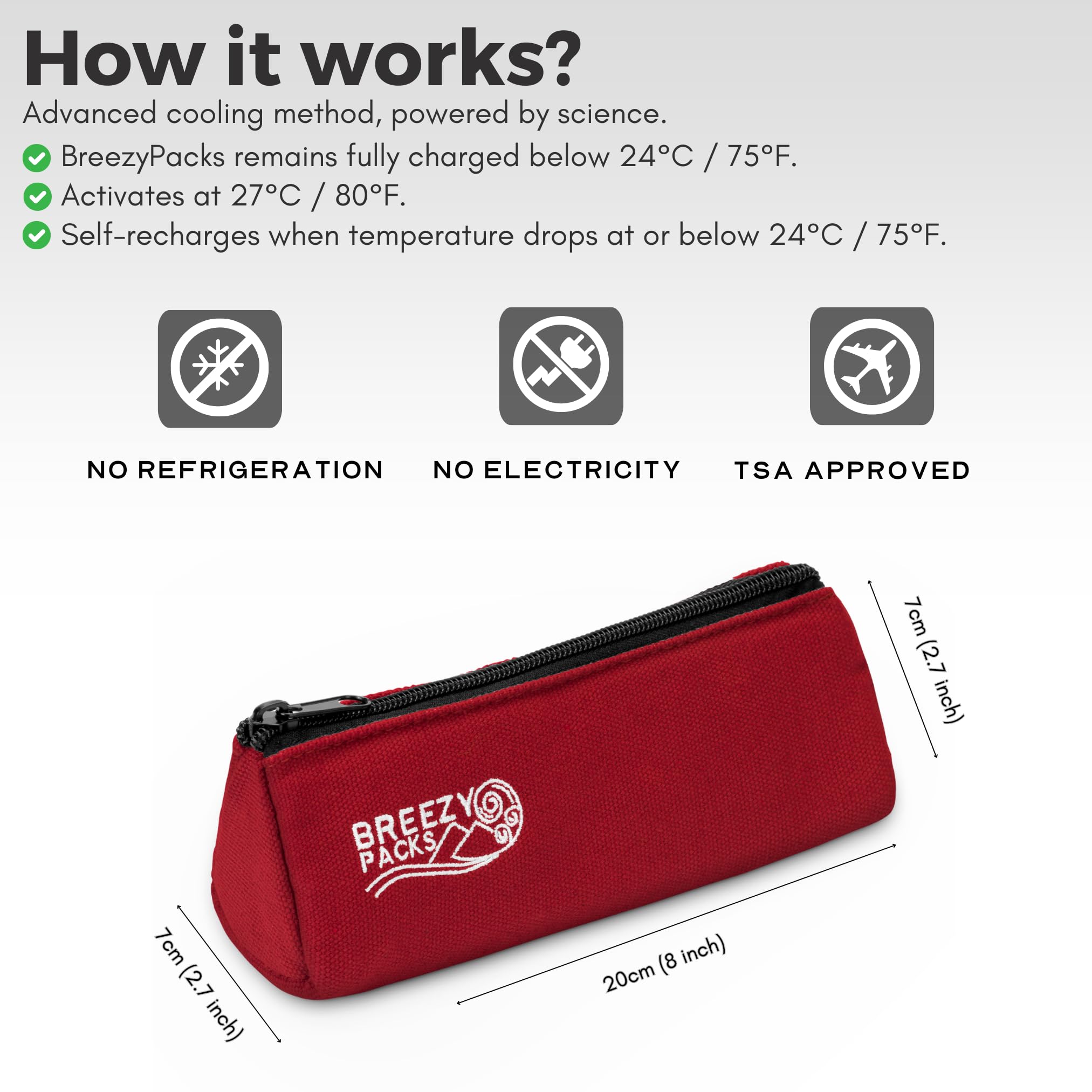 BreezyPacks Insulin Cooler Travel Case | EpiPen Carry case | Insulin Travel Case TSA-Approved | Self-Recharge, No Electricity or