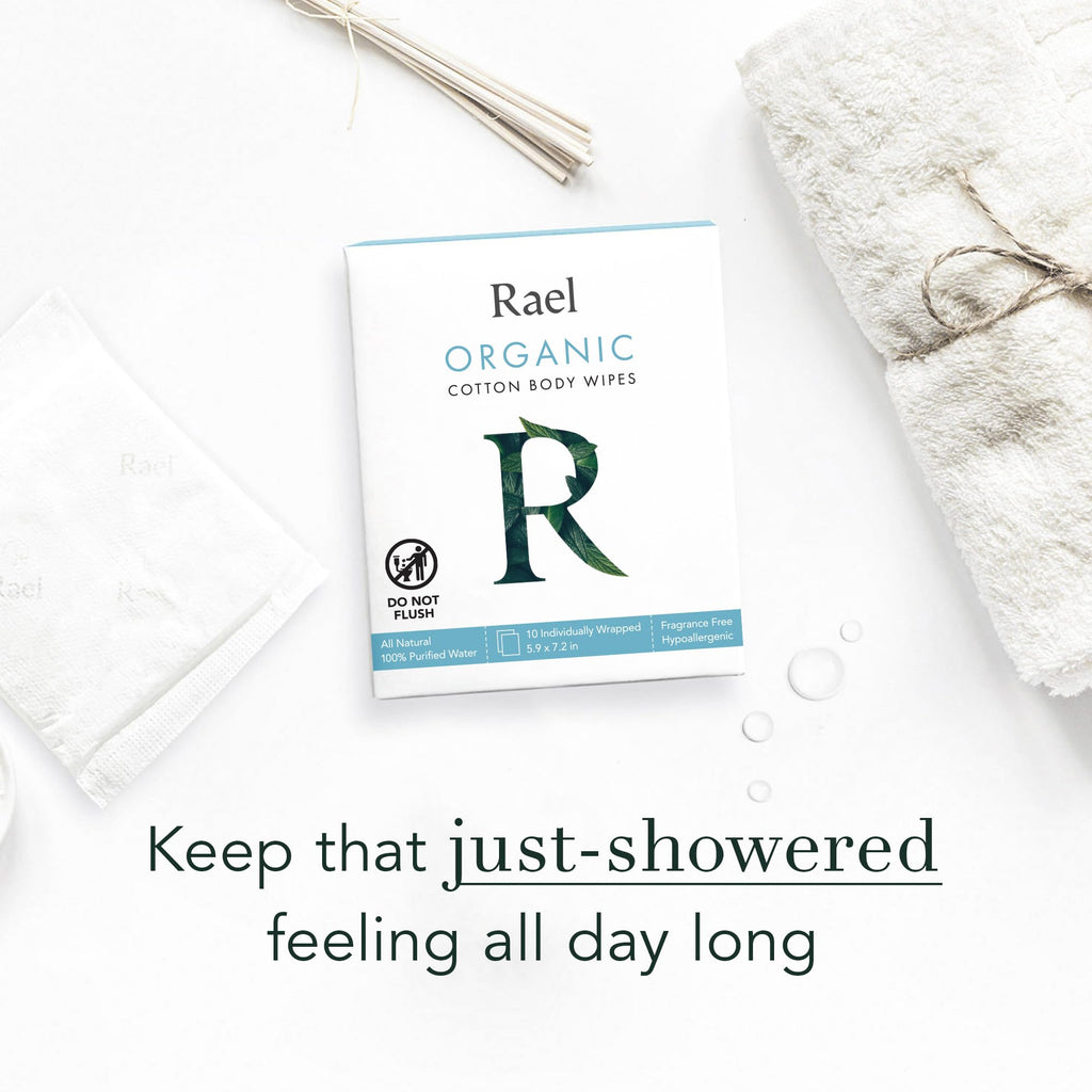 Rael Body Wipes, Organic Cotton Wipes for Women - Unscented Body Wipes, Individually Wrapped, All Skin Types, Vegan, Cruelty Fre