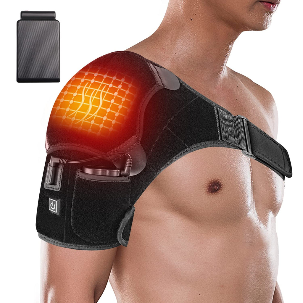 Heated Shoulder Brace Wrap with Battery,Cordless Shoulder Heating Pad with 3 Heating Modes for Left Right Shoulder,Portable Elec
