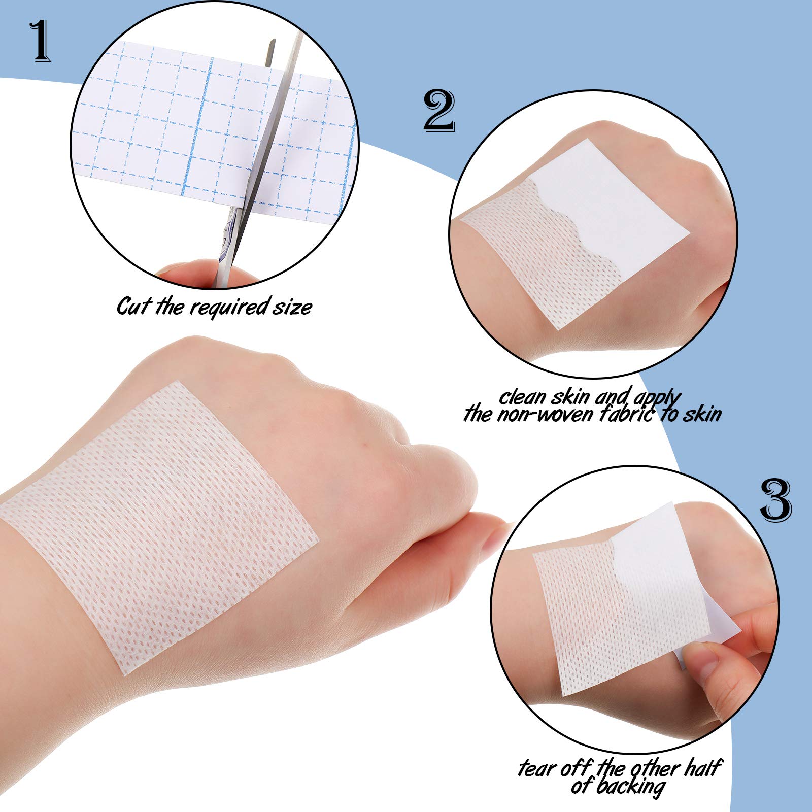 Nuanchu 2 Rolls Non-Woven Cover Roll Stretch Tape Non-Woven Adhesive Bandages Breathable Bandage Tape Cohesive Wrap Bandages Pro