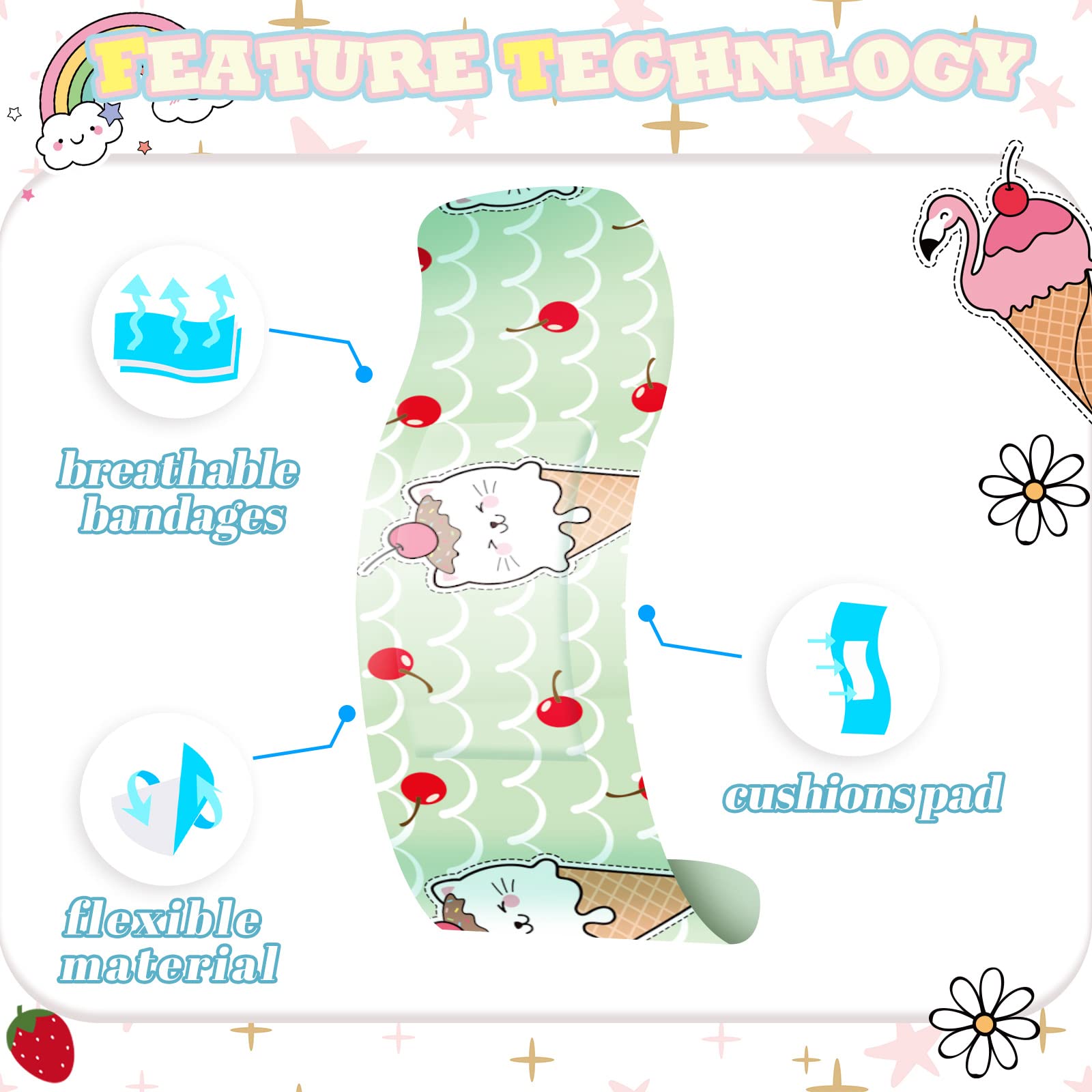 Kids Adhesive Bandages Bulk Cute Cartoon Bandages for Kids Waterproof Breathable Protect Scrapes and Cuts for Girls Boys Childre