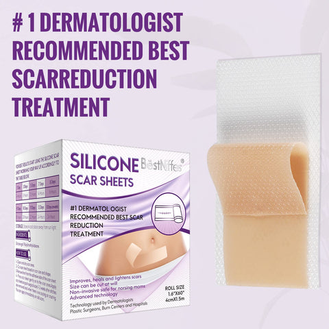 Silicone Scar Sheets, Silicone Scar Tape Roll(1.6    x 60   Roll-6 Month Supply), Professional Scar Removal Strips, Reusable, Me