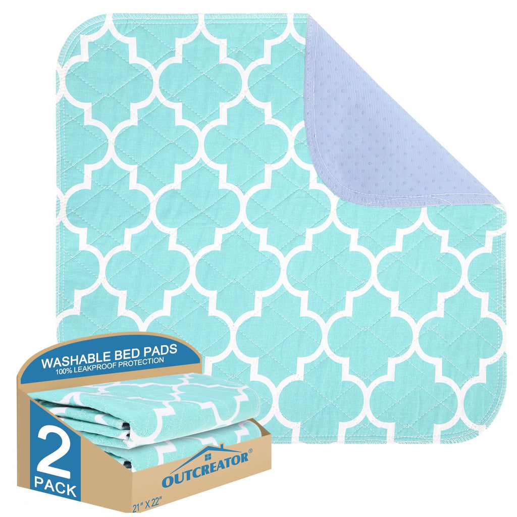 OUTCREATOR 2Pack Bed Pads for Incontinence Mattress Protector Anti-Slip Waterproof Pads (21 x 22) for Toddlers Kids Adults Pets 
