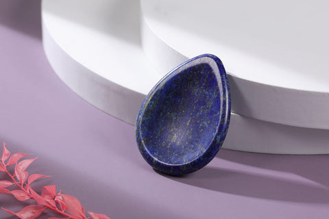 Jovivi Thumb Worry Stone - Palm Stones Pocket Natural Chakra Reiki Healing Crystals Therapy Geometry - Lapis Lazuli