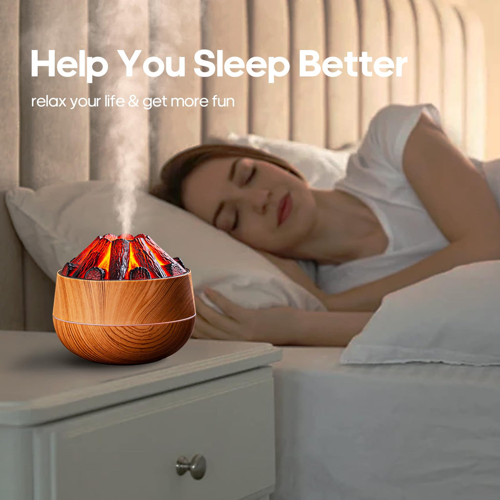 Flame Essential Diffuser Bonfire Humidifier 300ml Ultra-Quiet Auto-Off Aromatherapy Diffuser Campfire Flame Fire Diffuser for Ho
