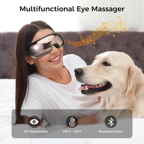 NOWWISH Eye Massager with Heat & Bluetooth Music, Valentines Day Gifts for Her or Him, Smart Heated Eye Mask for Relax Eye, Redu