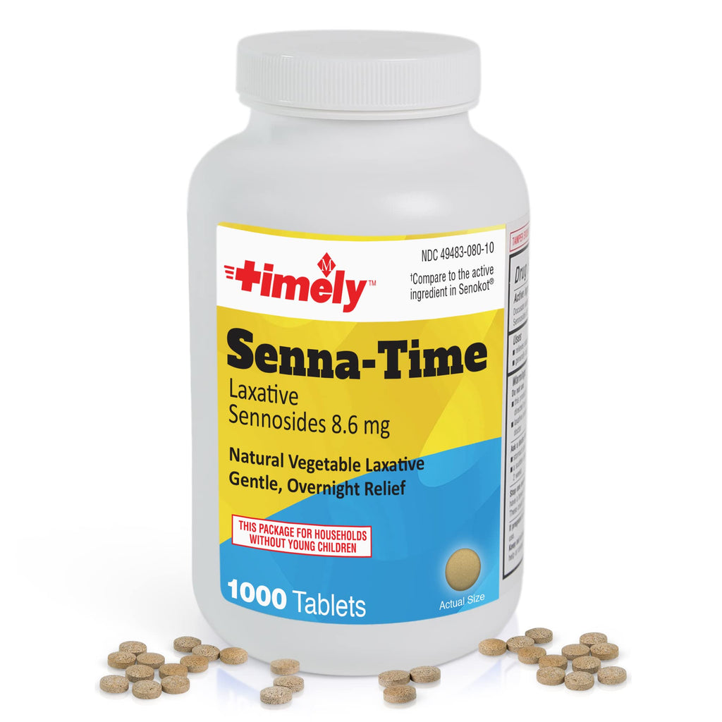 Timely Senna Time Laxative - 1000 Count Tablets - Compared to The Active Ingredients in Senokot - Natural Vegetable Based Laxati