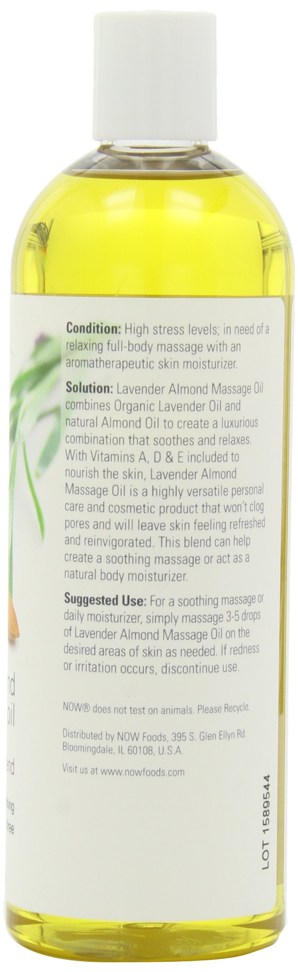 NOW Lavender Almond Massage Oil, 16-Ounces (Pack of 2)