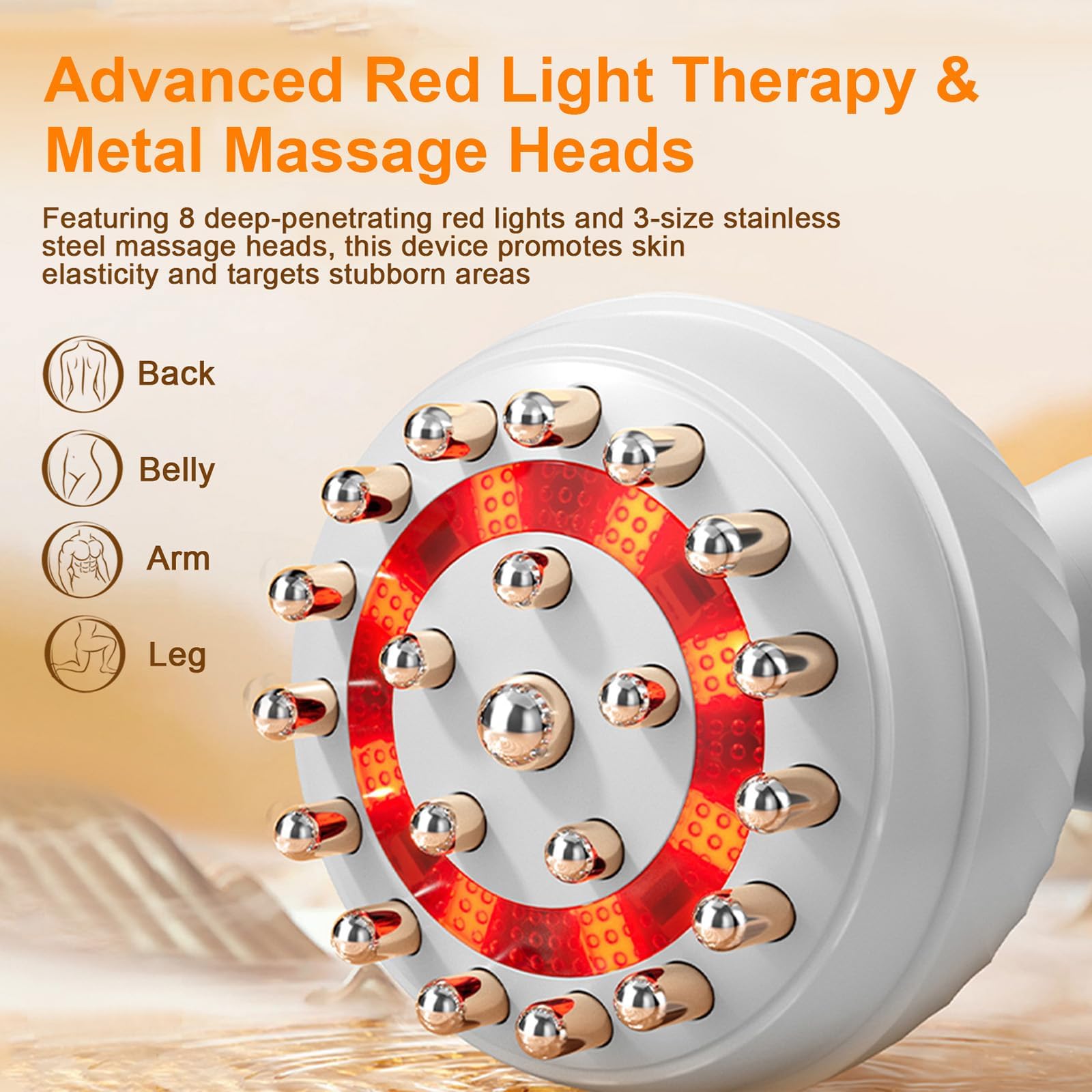ZY ZERYEW 3-in-1 Handheld Lymphatic Drainage Massager with Red Light, Heat & Vibration - Cordless Anti Cellulite Massage Tool fo
