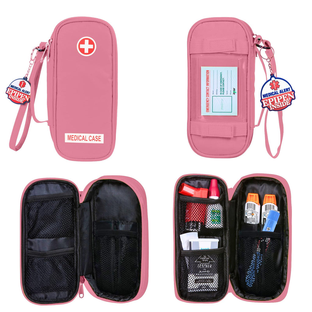 Jayour EpiPen Medical Carrying Case Insulated, Travel Medication Organizer Bag Emergency Medical Pouch, Fits 2 EpiPens, Asthma I