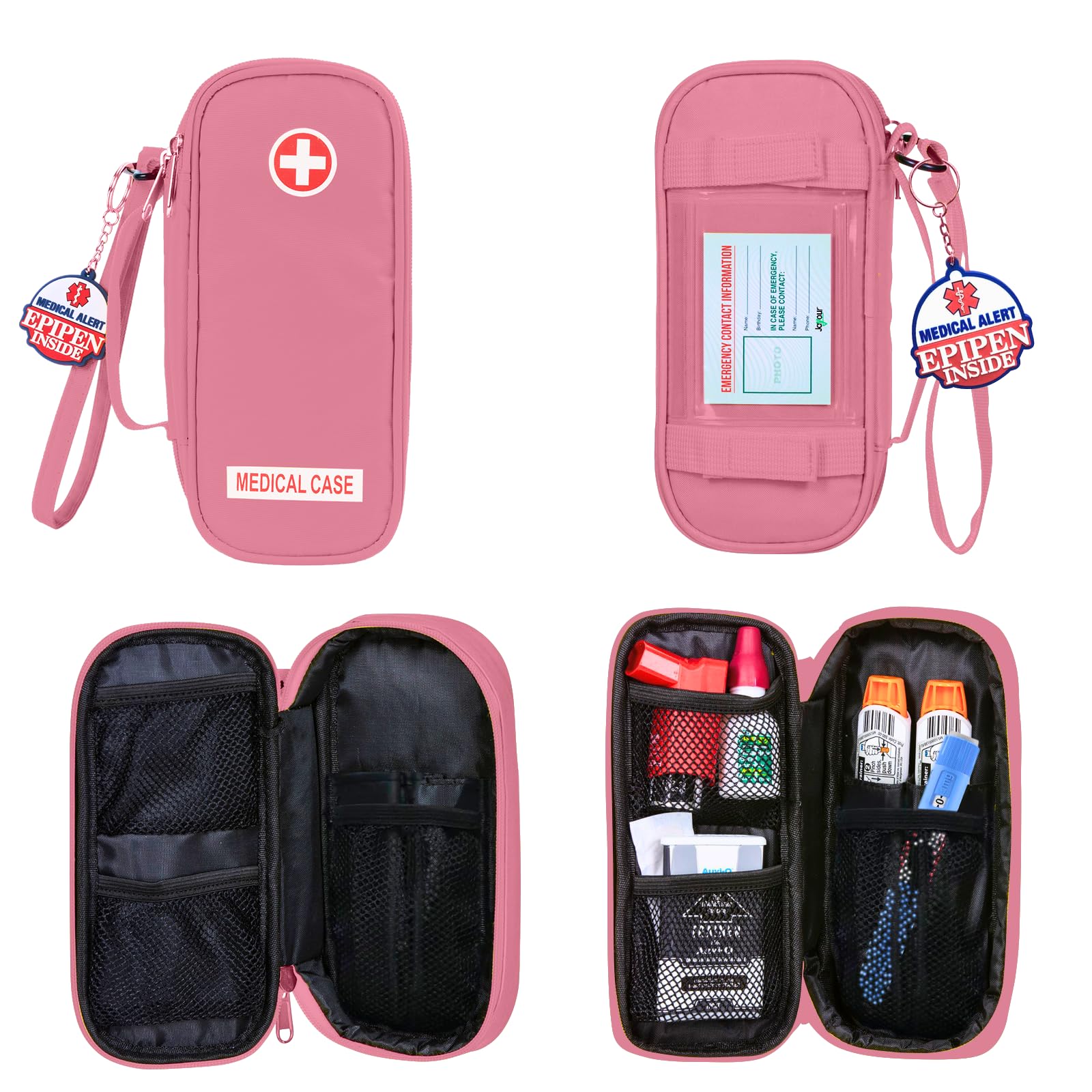 Jayour EpiPen Medical Carrying Case Insulated, Travel Medication Organizer Bag Emergency Medical Pouch, Fits 2 EpiPens, Asthma I