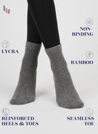 Hugh Ugoli Women Diabetic Ankle Socks, Super Soft & Thin Bamboo Socks, Wide & Loose, Non-Binding Top & Seamless Toe, 4 Pairs, Me