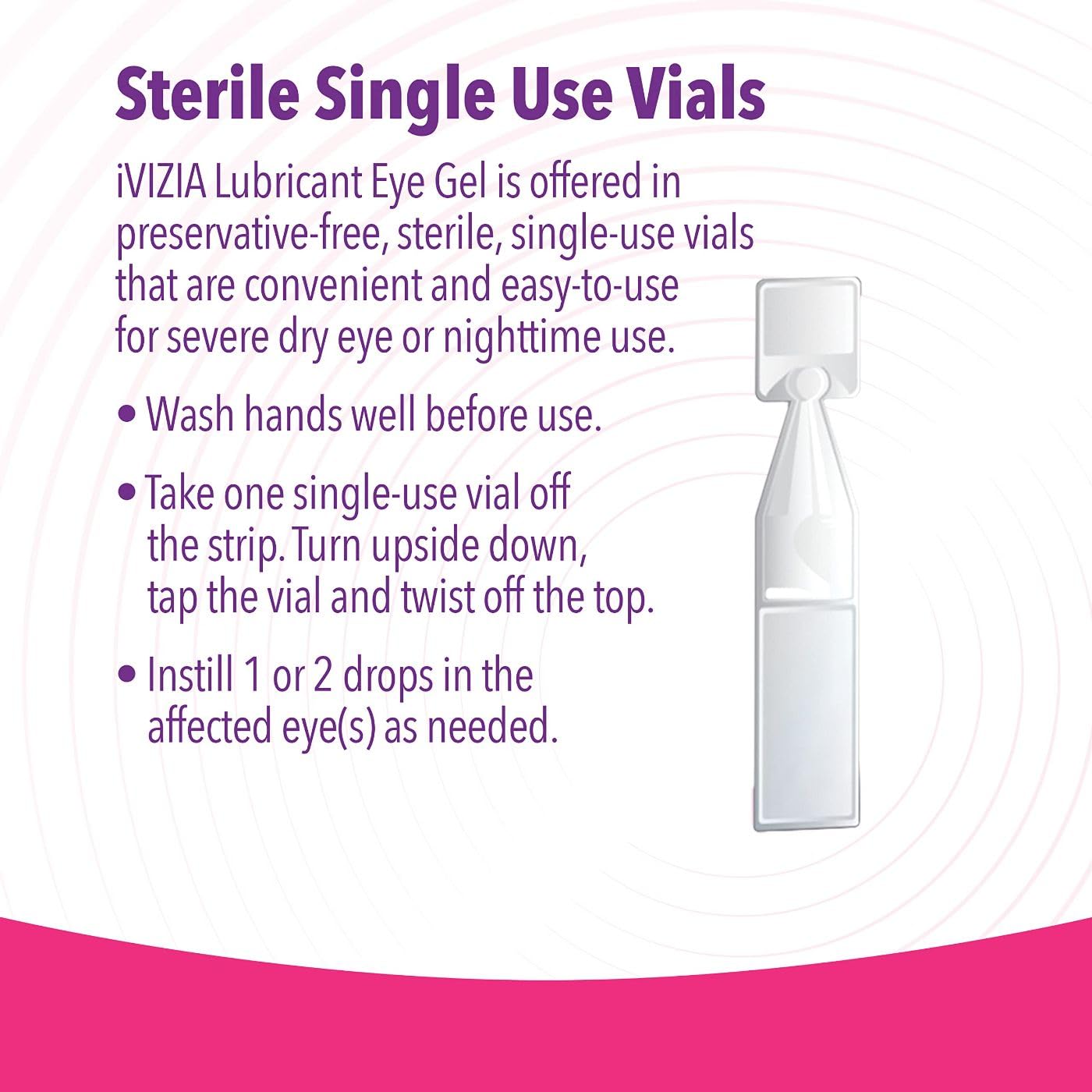 iVIZIA Lubricant Eye Gel for Severe and Nighttime Dry Eye Relief, Preservative-Free, Moisturizing, 30 Sterile Single-Use Vials P