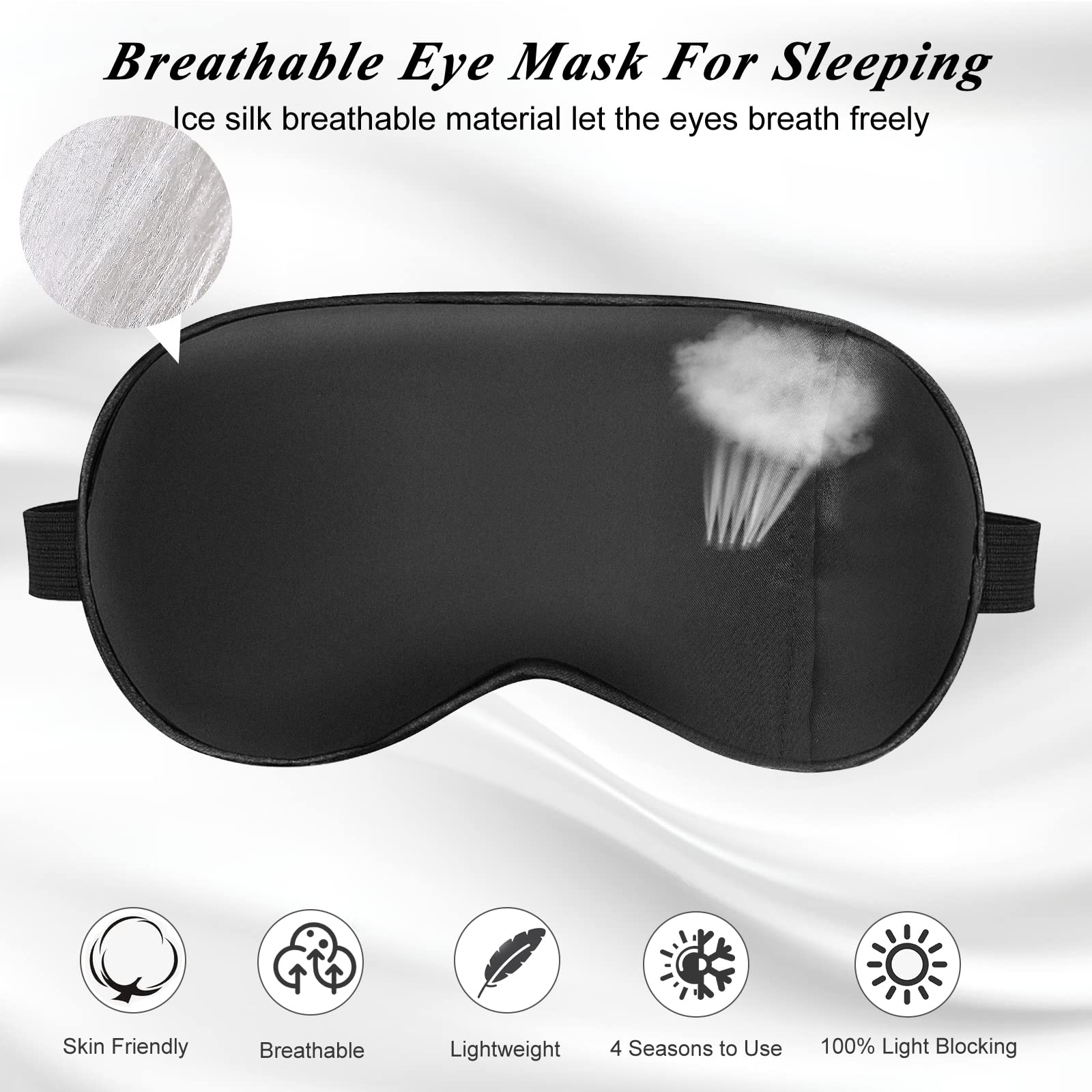 Cavoilu Eye Mask, Cooling Sleep Mask Gel Eye Mask for Sleeping, Black Silk Sleeping Mask for Travel, Gifts for Men Women, Stocki