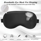 Cavoilu Eye Mask, Cooling Sleep Mask Gel Eye Mask for Sleeping, Black Silk Sleeping Mask for Travel, Gifts for Men Women, Stocki