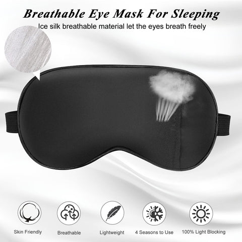 Cavoilu Eye Mask, Cooling Sleep Mask Gel Eye Mask for Sleeping, Black Silk Sleeping Mask for Travel, Gifts for Men Women, Stocki