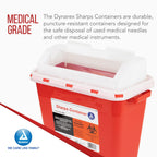 Dynarex 4628 Sharp Container, Provides a Safe Disposal of Medical Waste and Needles, Non-Sterile & Latex-Free, 3 Gallons, Made w