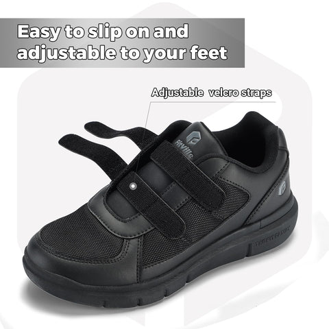 FitVille Diabetic Shoes for Men 10.5 Extra Wide, Breathable, Slip-Resistant, Walking Shoes (Jet Black)