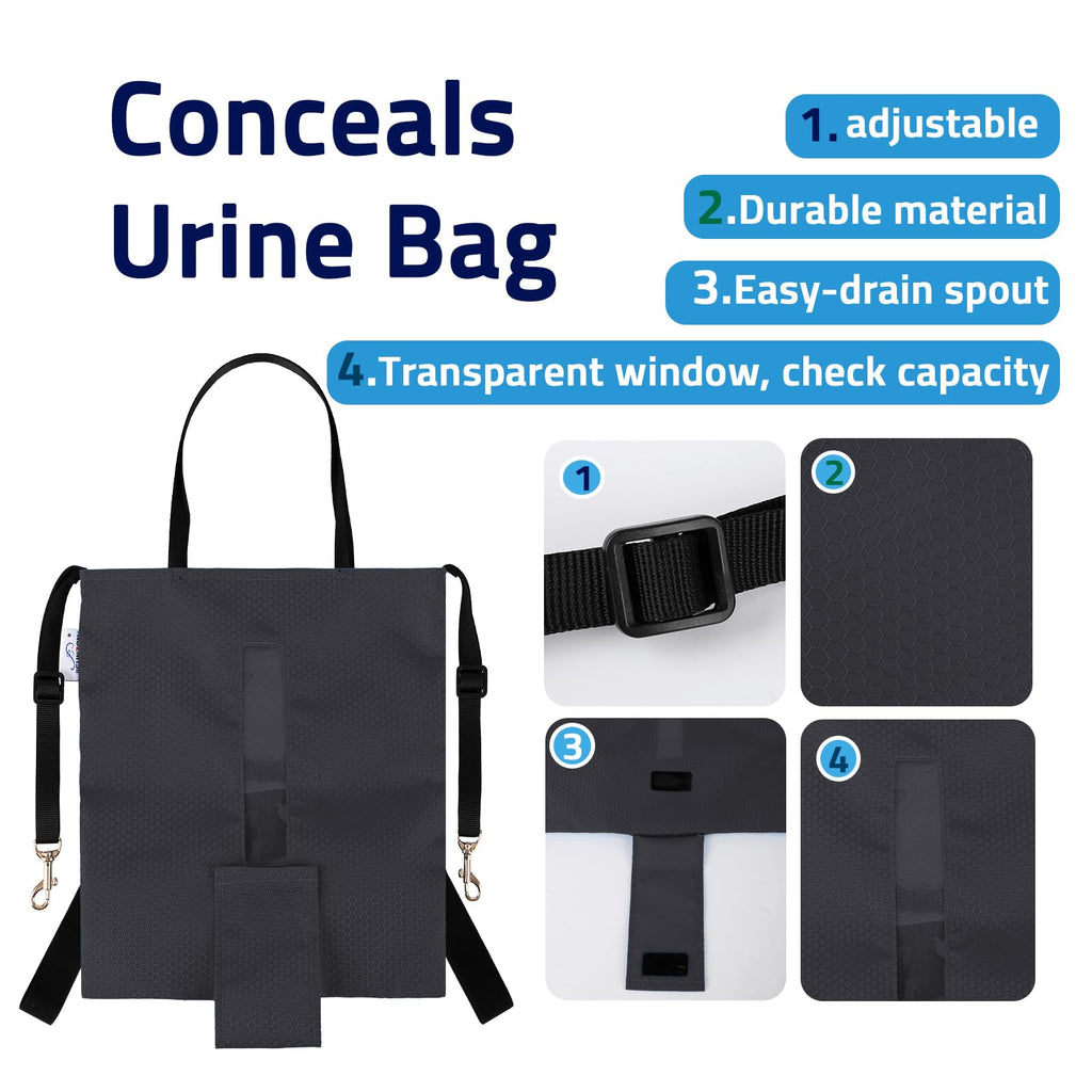 JISUNZON Urine Drainage Bag Holder - Privacy Covers for Wheelchairs, Bed Rails, Scooters - Conceals Catheter Line, Nephrostomy P