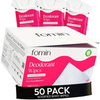 FOMIN Acidified Travel Deodorant Wipes For Women & Men - 50 Count - Patchouli Blossom - pH Balanced, Mini Deodorant Travel Size 
