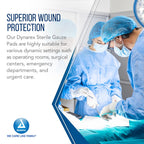 Dynarex Sterile Gauze Pads - Absorbent Cotton Fabric with Folded Edges - Soft, Durable, Individually Wrapped Dressing - 3x3, 12-
