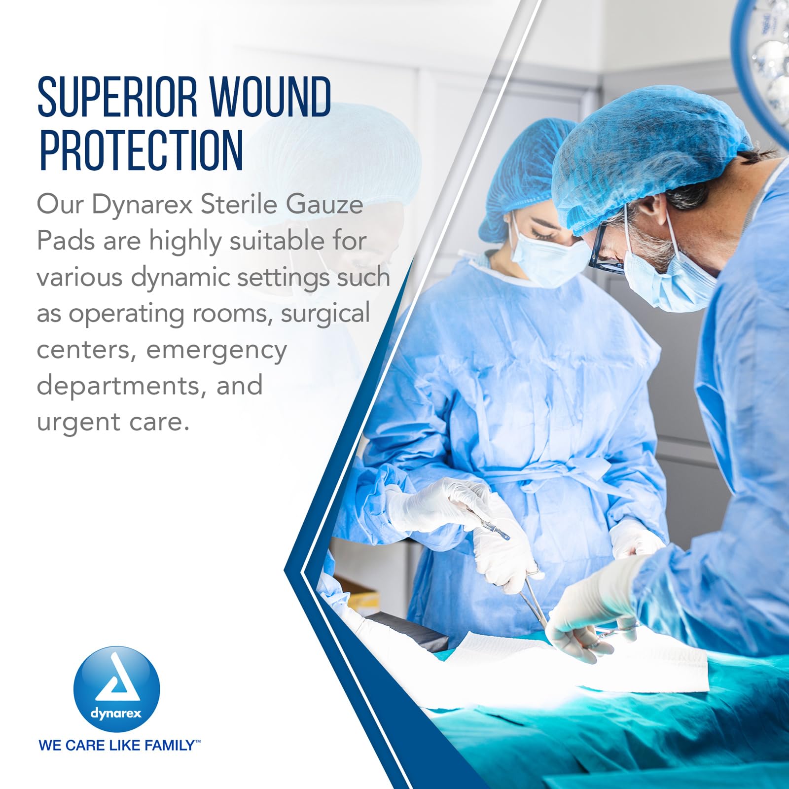 Dynarex Sterile Gauze Pads - Absorbent Cotton Fabric with Folded Edges - Soft, Durable, Individually Wrapped Dressing - 3x3, 12-