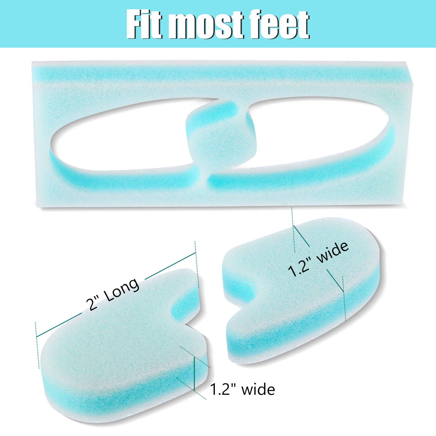 Mudder 16 Pieces Foam Toe Spacers for Feet Women 3 Layer Foam Toe Separators for Overlapping Toes Toe Stretcher Divider for Wome