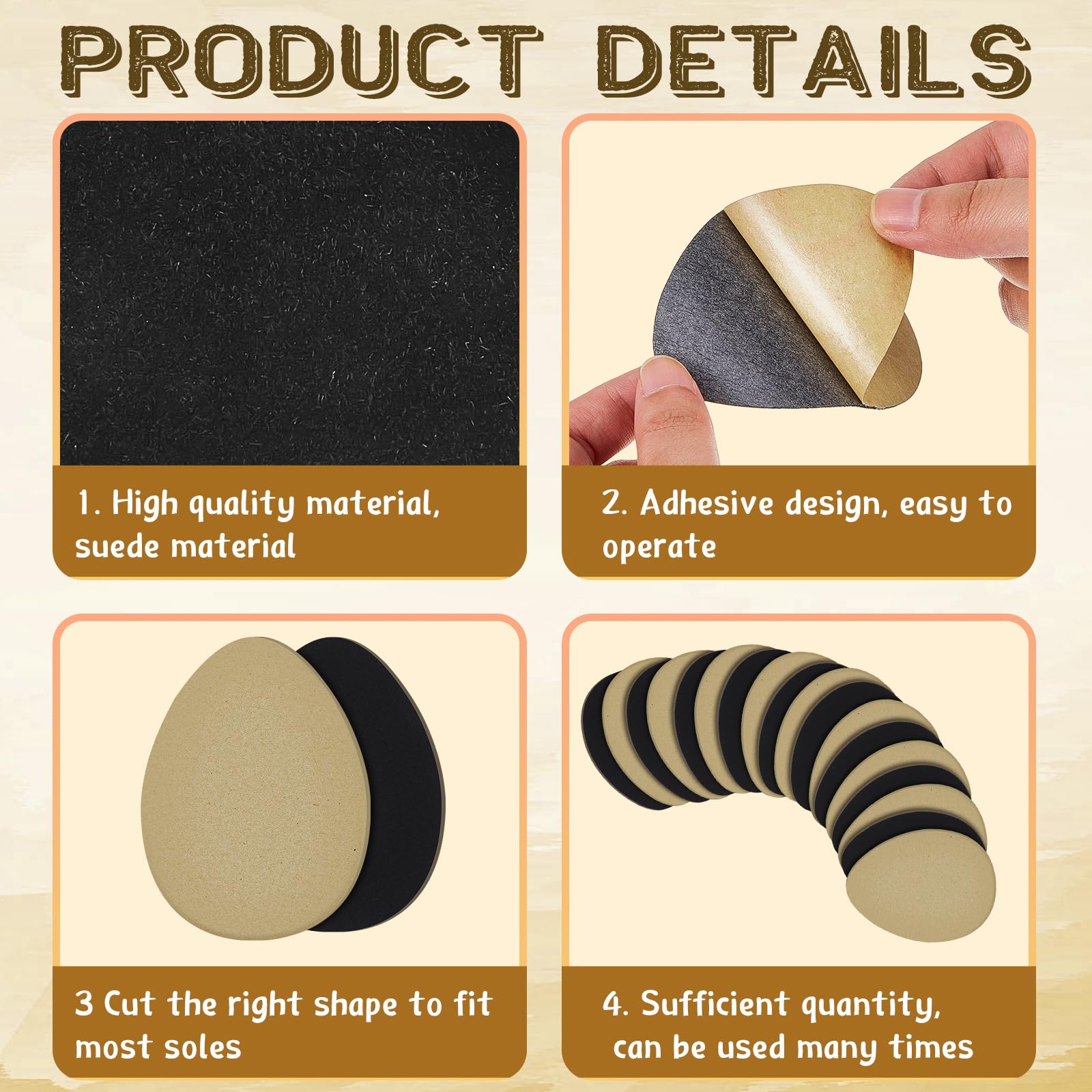 Jecery 36 Pcs Non Slip Pads for Shoes Suede Sole Protectors Adhesive for High Heeled Shoes Women Dance Shoe Protector with Adhes