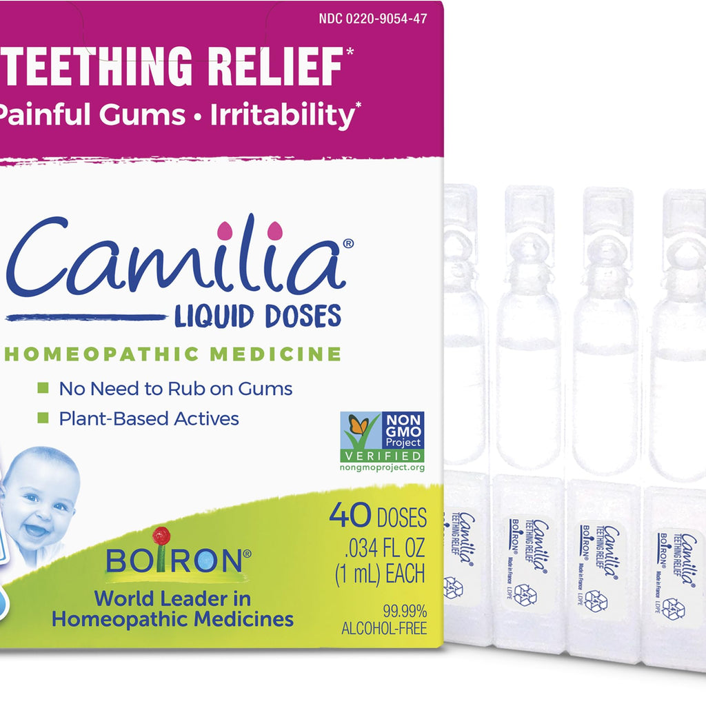 Boiron Camilia Teething Drops for Daytime and Nighttime Relief of Painful or Swollen Gums and Irritability in Babies - 40 Liquid