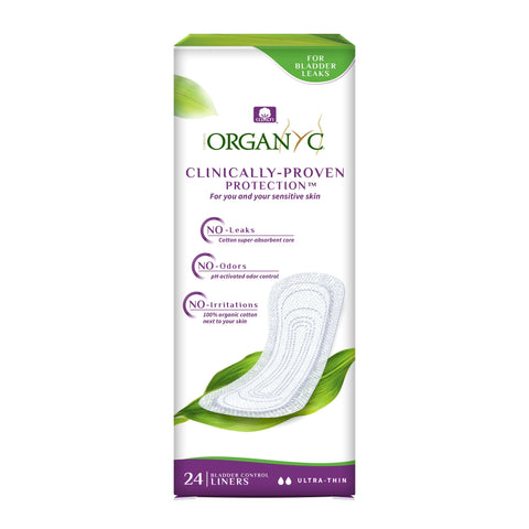 Organyc 100% Organic Cotton Light Incontinence Liners for Bladder Leakage Control, FSA/HSA Eligible, Ultra Thin, Light Flow, 24 