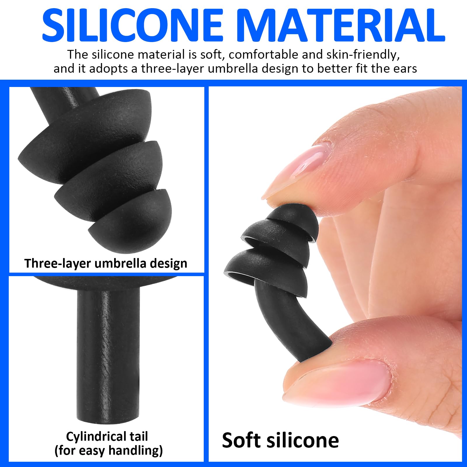 Xuhal 200 Pair Corded Ear Plugs Reusable Silicone Earplugs Individually Wrapped Hearing Protection Sleep Noise Cancelling for Wo