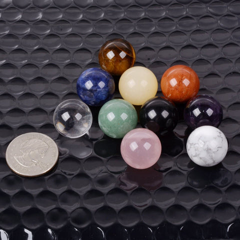Natural Mixed Gemstone Tumble 20mm Gemstone Mineral Crystal Healing Energy Sphere Ball (Pack of 10)