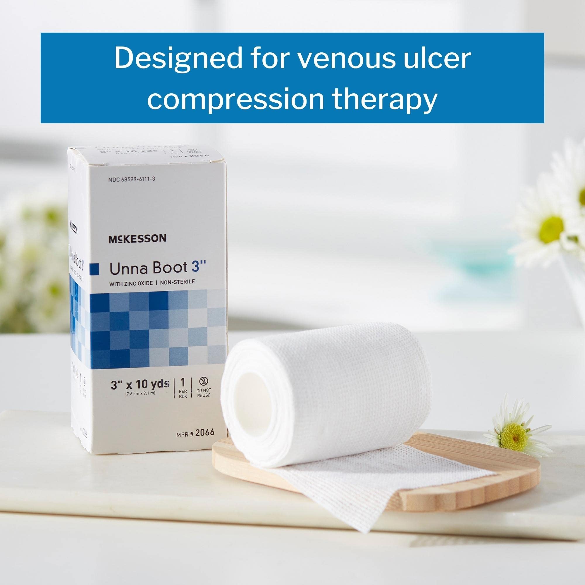 McKesson Unna Boot with Zinc Oxide, Non-Sterile, 3 in x 10 yd, 1 Roll, 12 Packs, 12 Total