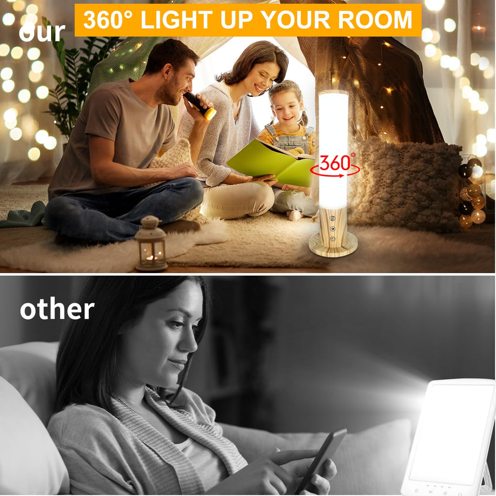 VUSIHOO Light Therapy Lamp 10,000 Lux Happy Sunlight Lamps UV-Free with 3 Color Temperatures, Adjustable Brightness,Timer & Memo