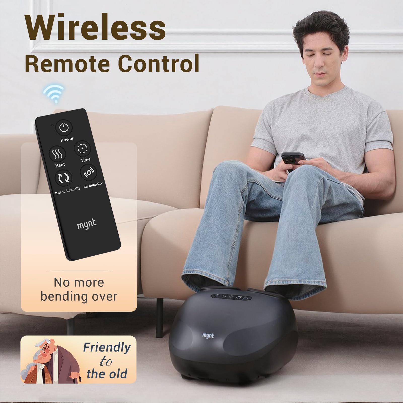 Mynt Foot Massager with Heat, FSA Eligible HSA Approved Shiatsu Foot Massager for Plantar Fasciitis & Daily Relaxation, Multi-Mo
