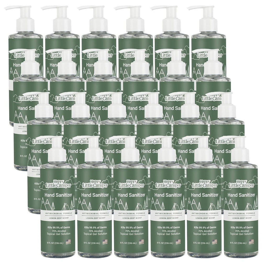 Happy Little Camper Hand Sanitizer with Lemon Zest Scent - Moisturizing Gel with Vitamin E & Antimicrobial Formula- Contains 70%