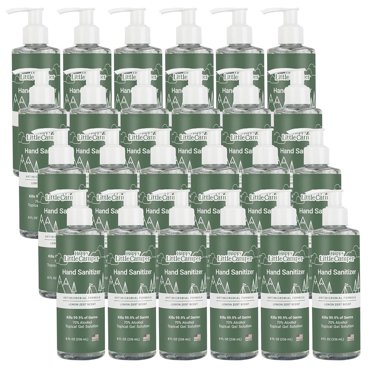 Happy Little Camper Hand Sanitizer with Lemon Zest Scent - Moisturizing Gel with Vitamin E & Antimicrobial Formula- Contains 70%