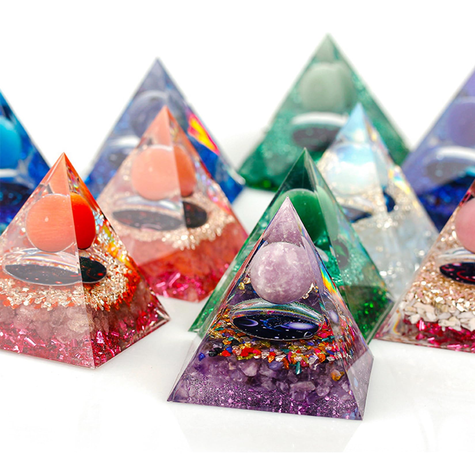 SEVNPRIME Handmade Constellation Crystal Pyramid Unique Positive Energy Orgonite Pyramid Decoration Capricornus Opal Crystal Pyr