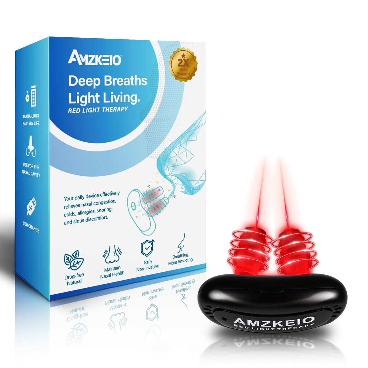 Red Light Therapy for Nose  LED Nasal Device for Sinus Relief & Dry Nose Comfort, USB Rechargeable Light Therapy for Nasal Supp