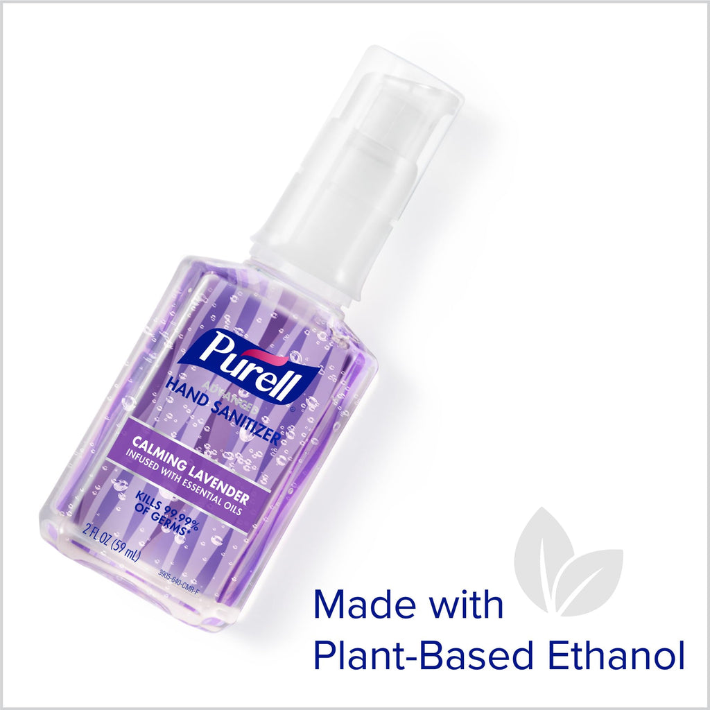 Purell Advanced Hand Sanitizer Gel Infused with Essential Oils, Calming Lavender, 2 fl oz Travel-Size Pump Bottle (Pack of 6), 3