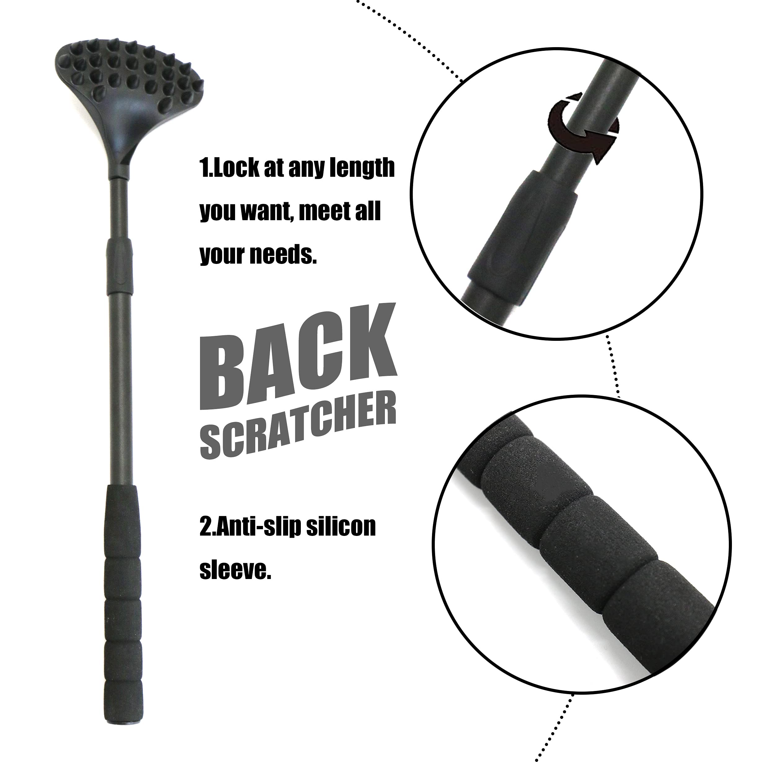 EASACE Back Scratcher for Women Men Extendable with Strong ABS Massage Head, 21inch Body Scratcher for Adults - Pets Compact - R