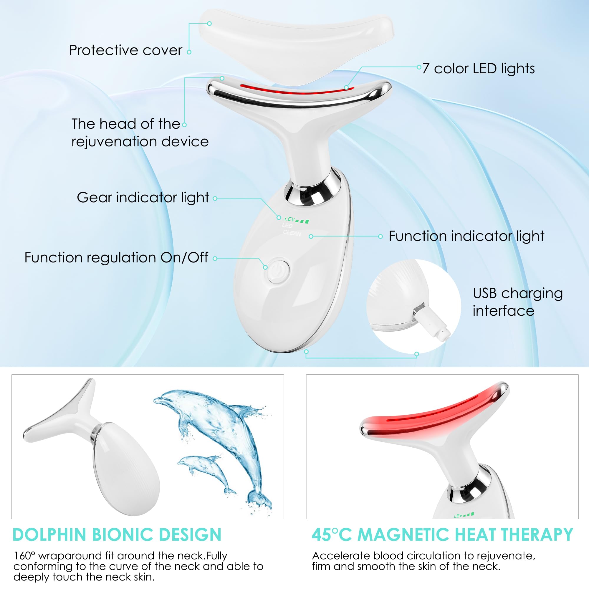 Facial Massager Red-Light-Therapy-for-Face and Neck, Face ?? culpting Wand with 7 Color