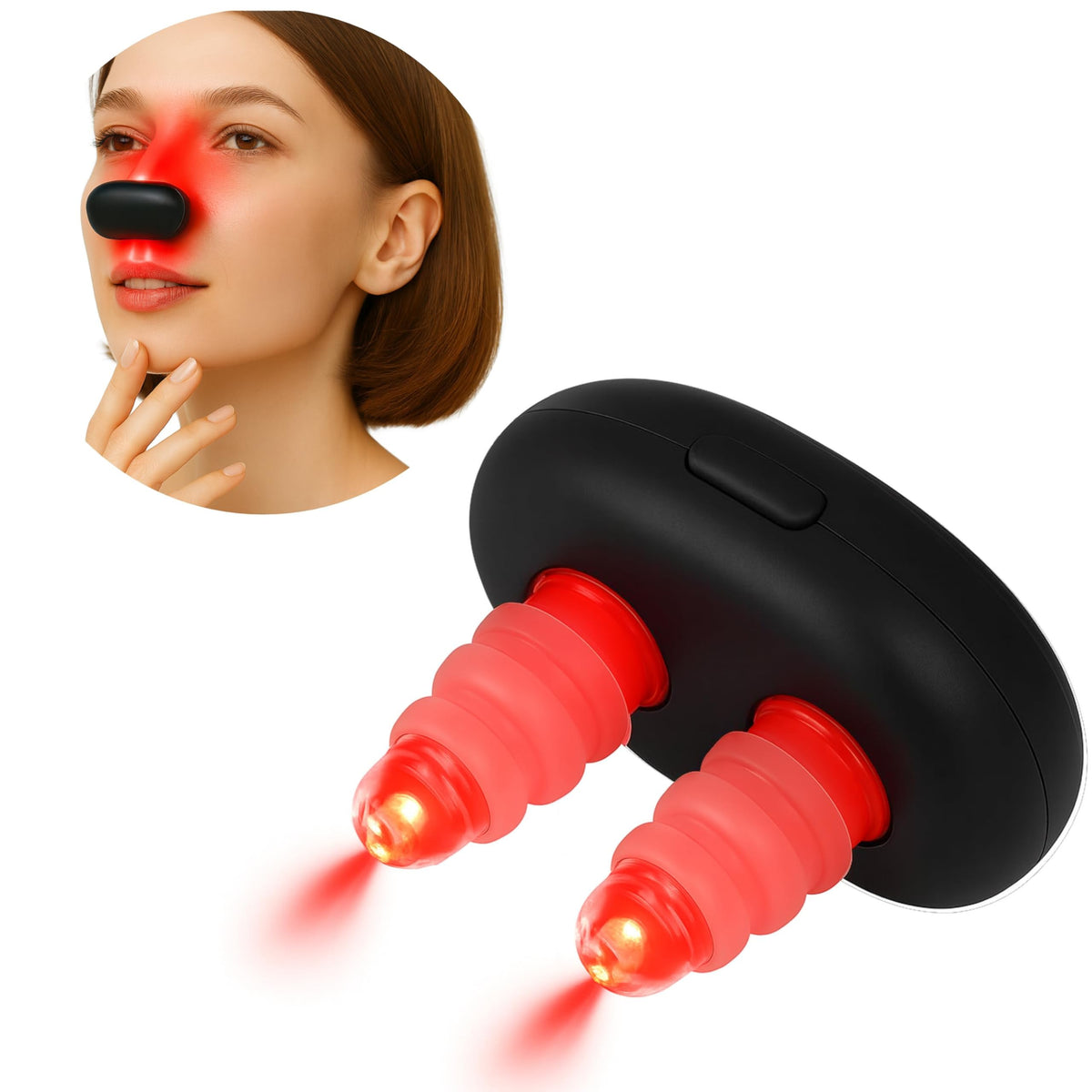 Red Light Nasal Therapy, USBC Rechargeable Nose Care Device, 3 Modes