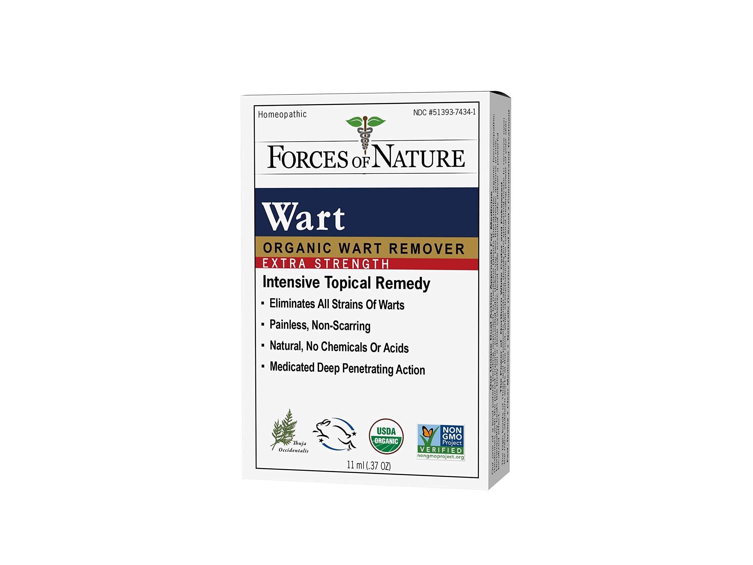 Forces of Nature -Natural, Organic Wart Extra Strength Remover (11ml) Non GMO, No Harmful Chemicals, Nontoxic -Eliminate Planter
