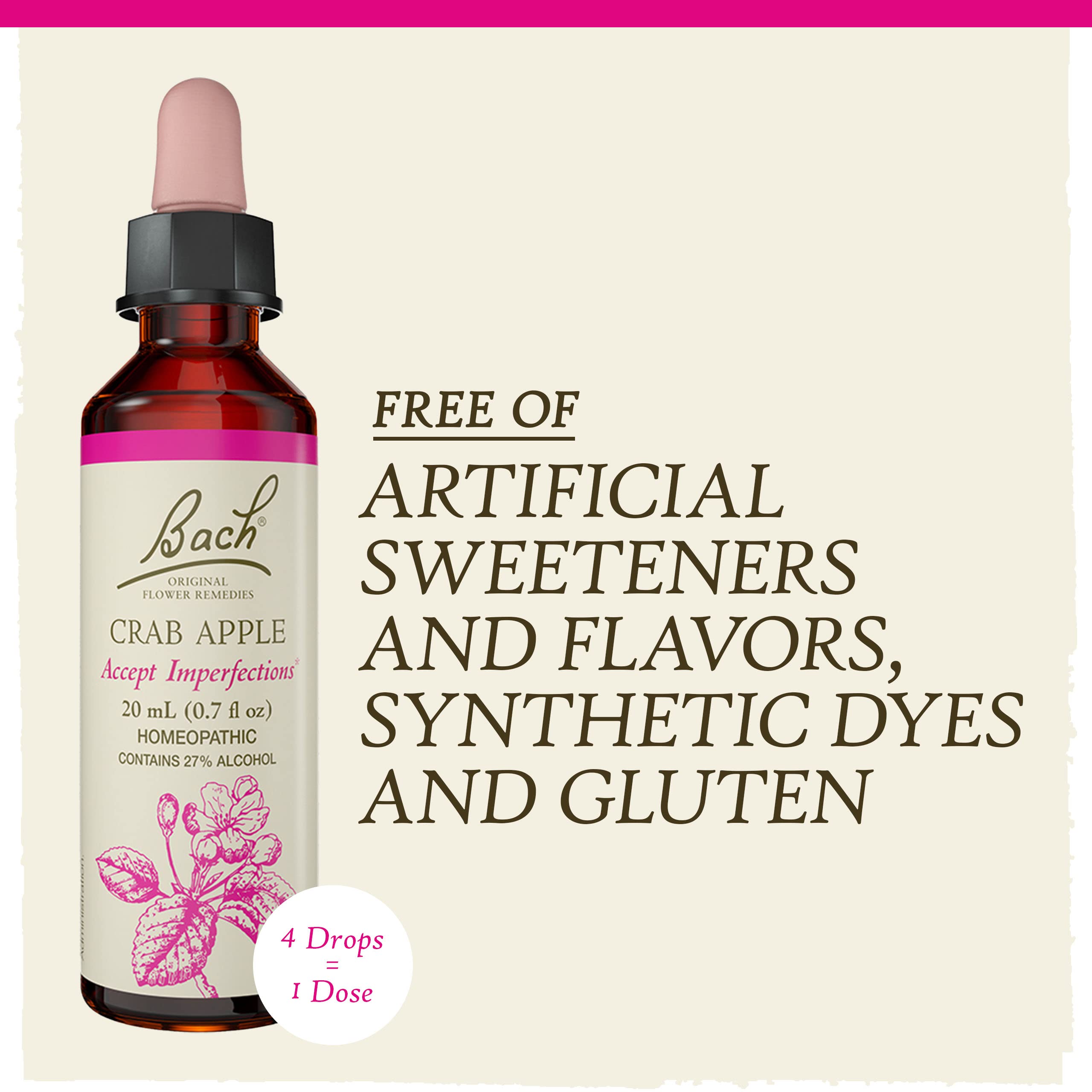 Bach Original Flower Remedies, Crab Apple for Accepting Imperfections, Natural Homeopathic Flower Essence, Holistic Wellness and