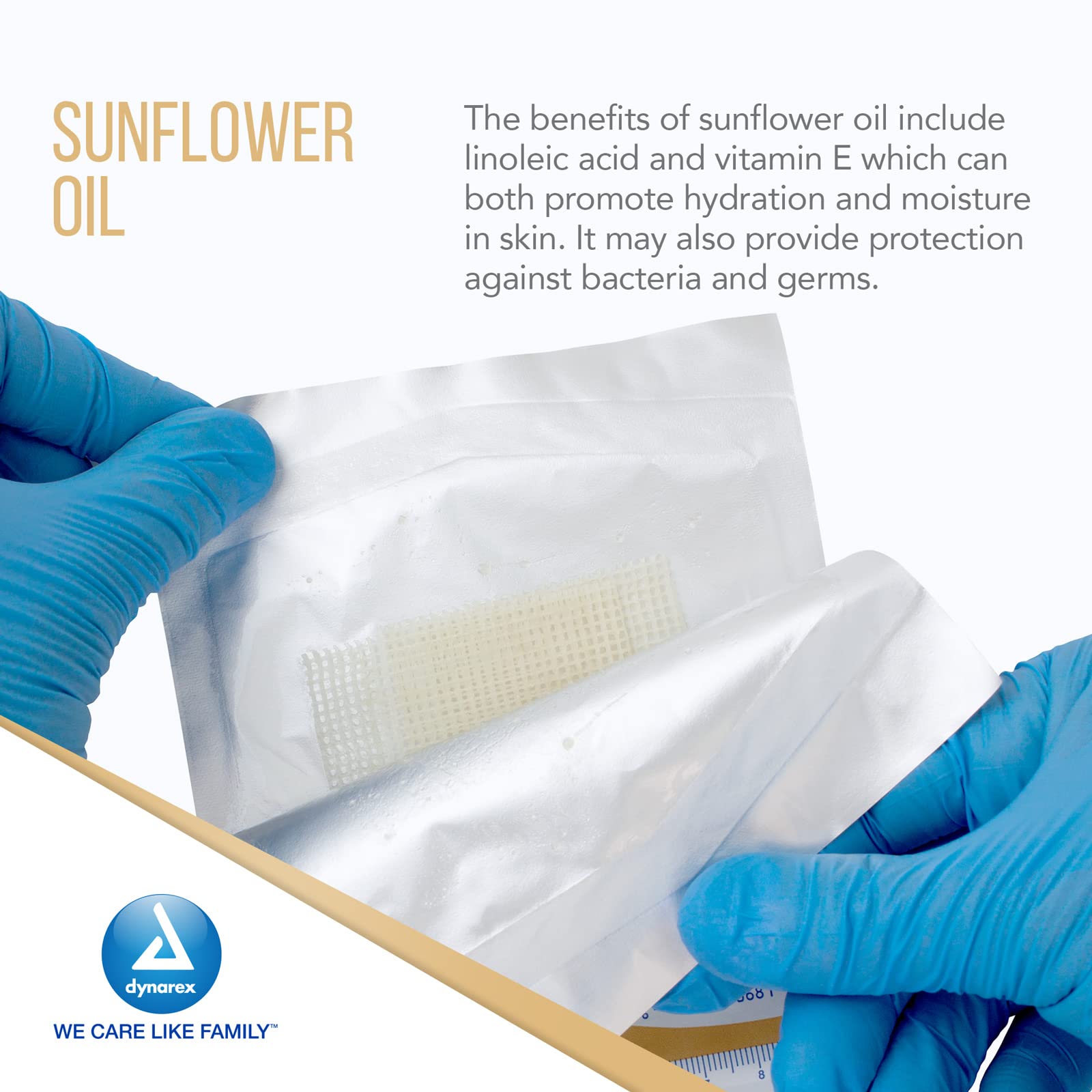 Dynarex Oil Emulsion Dressings, Wound Care, Absorbent, 3    x 3    Sterile Knitted Gauze Dressing with Emulsion Blend of Petrola