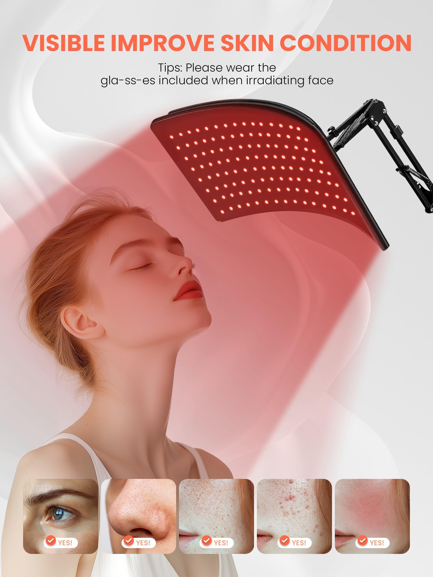 Red Light Therapy for Body and Face, 2 in 1 Removable Red Light Panel Red Infrared Light Therapy Lamp with Stand 660nm & 850nm R