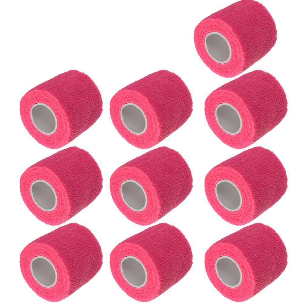 ESUPPORT 2 Inches X 5 Yards Self Adherent Cohesive Wrap Bandages Strong Elastic First Aid Tape for Wrist Ankle Pink Pack of 10