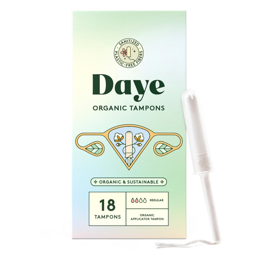 Daye Organic Tampons, 54 Ct, Metal-Tested, No-Shed Sleeve, Gamma Ray Sanitized (Regular, 54, Count)